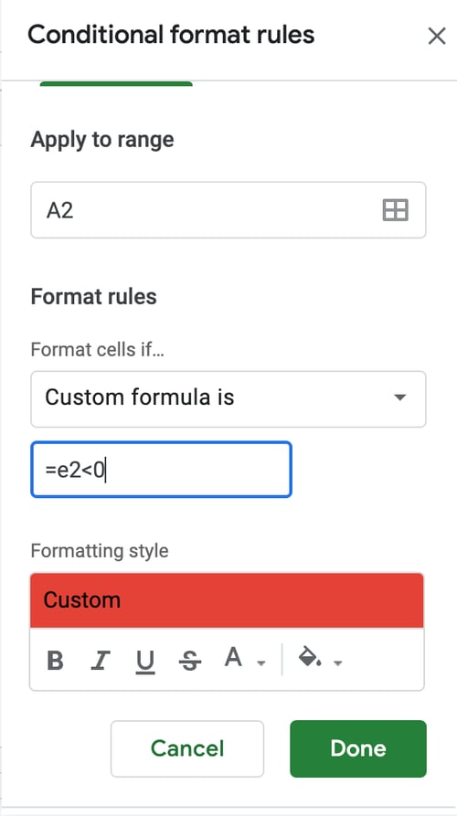 HowTo Conditional Formatting Based on Another Cell in Google Sheets